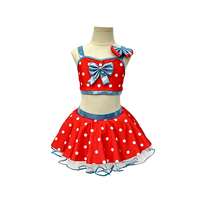 Girls Red Polka Dot 2 Piece Tap Dance Costume | XGZ0267