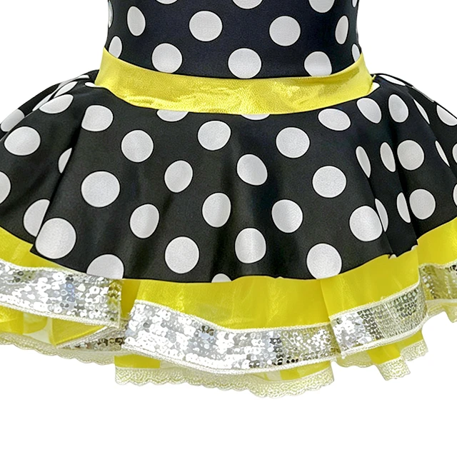 Yellow Girls Polka Dot Tutu Dance Dress for Tap & Jazz Stage Performance | XGZ0266