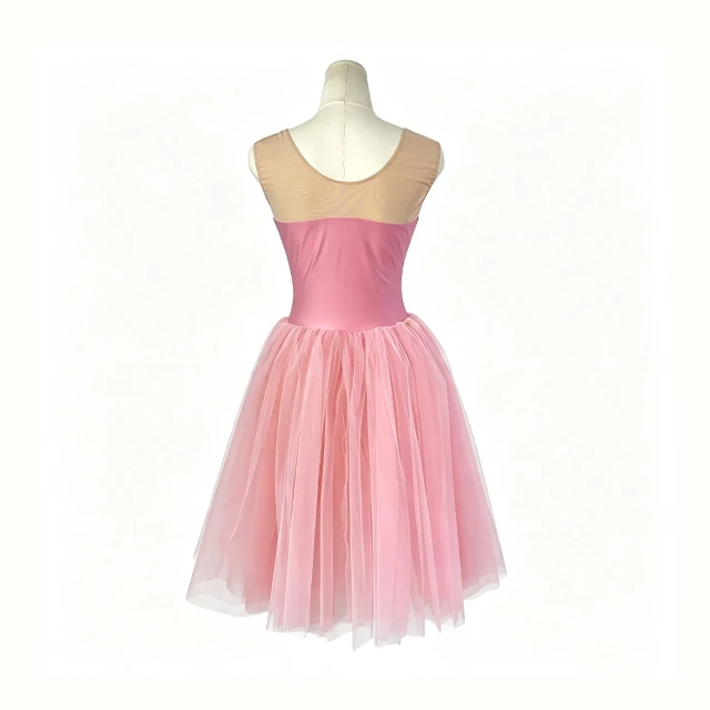 Pink Sequin Floral Applique Ballet Dress | XGZ0247