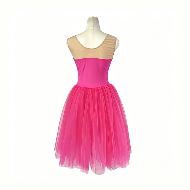 Rose Red Sequin Floral Applique Ballet Dress | XGZ0250