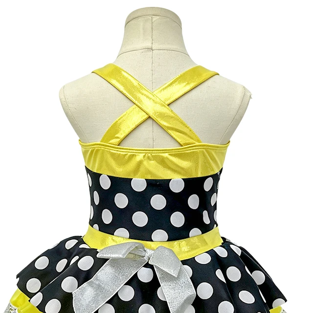 Yellow Girls Polka Dot Tutu Dance Dress for Tap & Jazz Stage Performance | XGZ0266