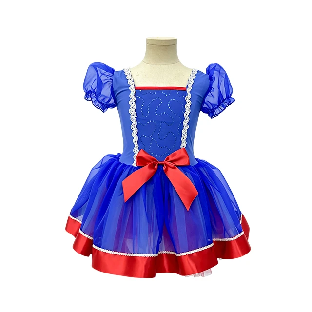 Royal Blue Girls Puff Sleeve Princess Ballet Tutu Dress | XGZ0257