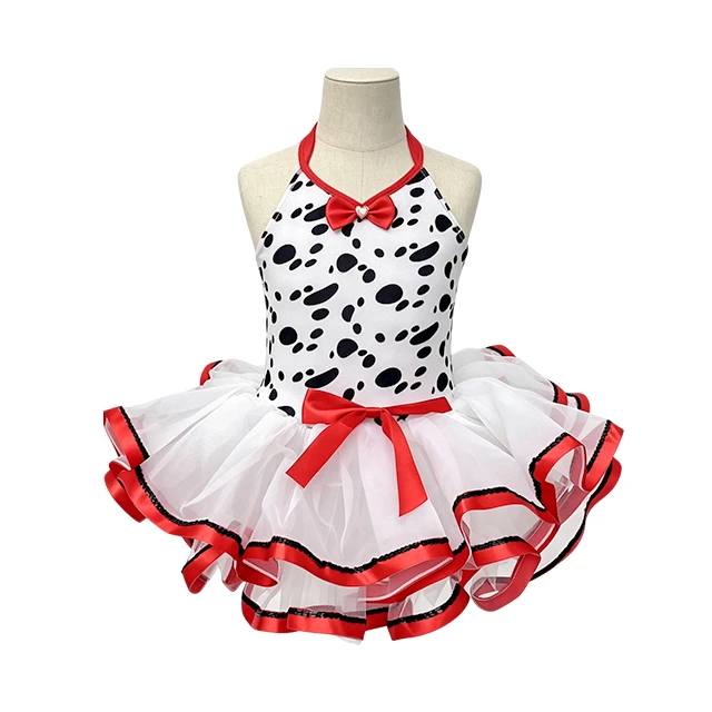 Halter Neck Spotted Dog Girls Print Ballet Tutu Dress | XGZ0263