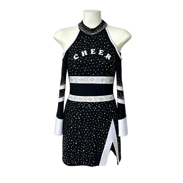 Black Rhinestone Cheerleading Uniform|BLC2467